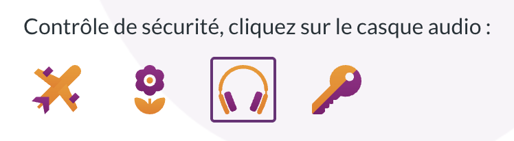 a captcha displaying 4 images and asking the user to click on the one with a headset